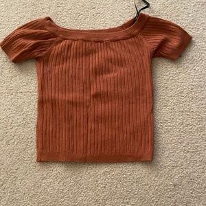 ribbed off the shoulder crop top